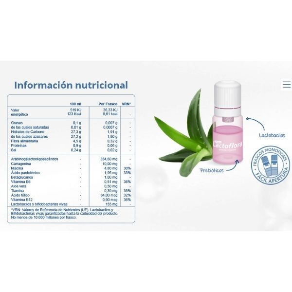 LACTOFLORA ADULTOS 10 VIALES PROTECTOR INTESTINAL PROBIOTICO - Imagen 2